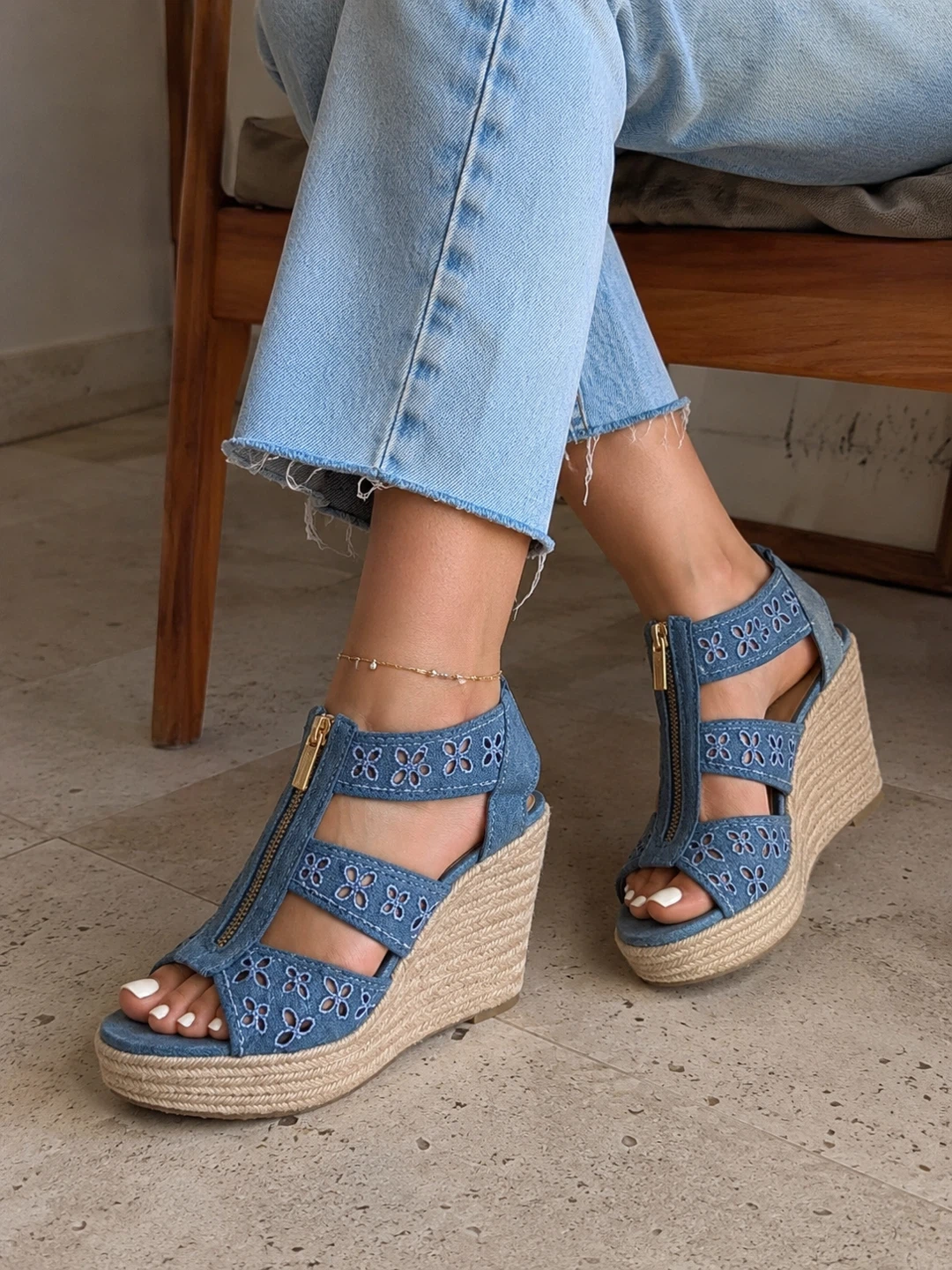 MICHAEL KORS Denim Wedge Sandals