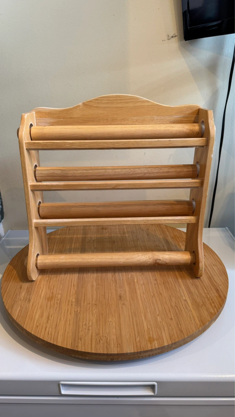Wooden Kitchen Organizer and Rotating Serving Plate