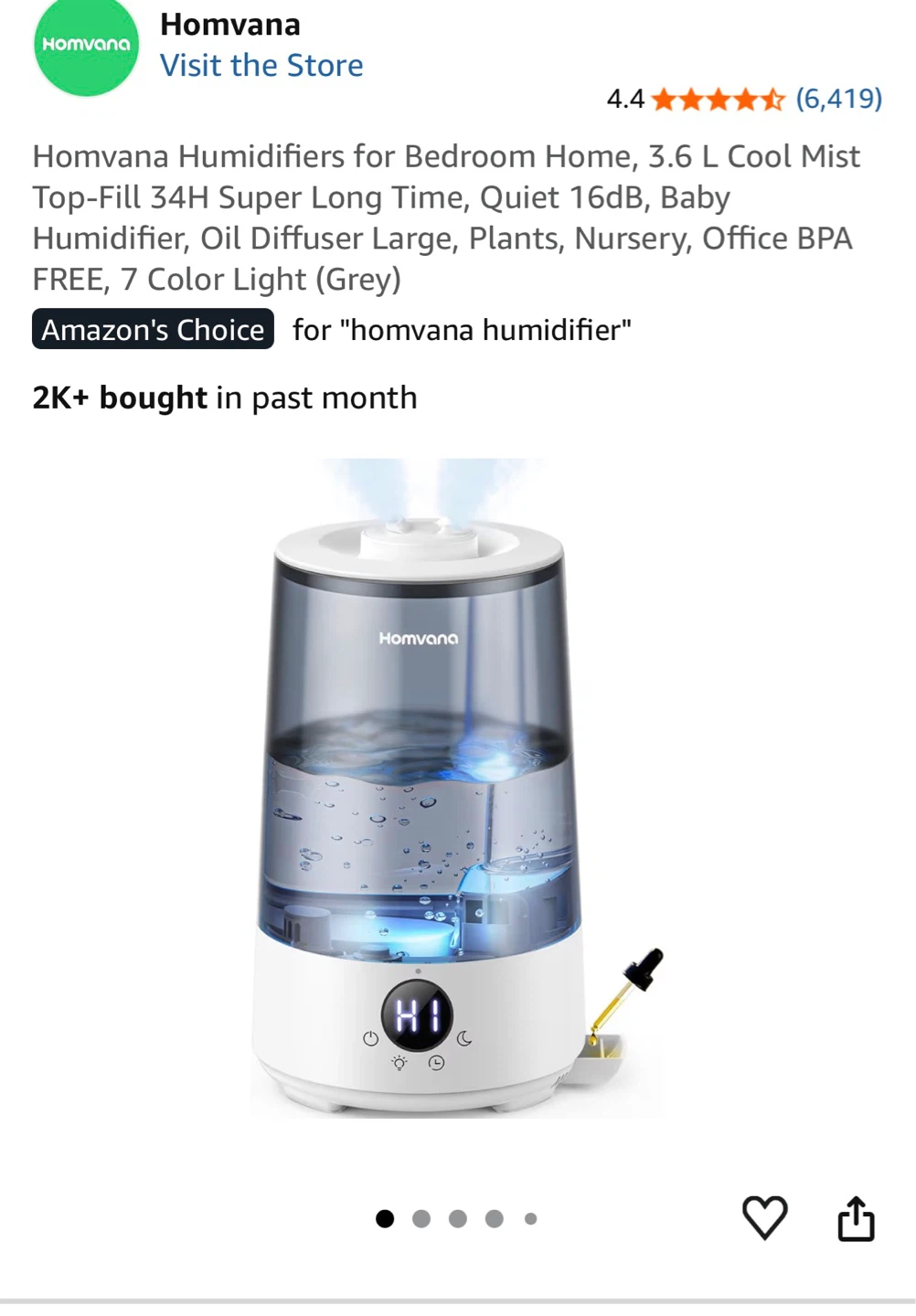 Homvana Ultrasonic Humidifier-white