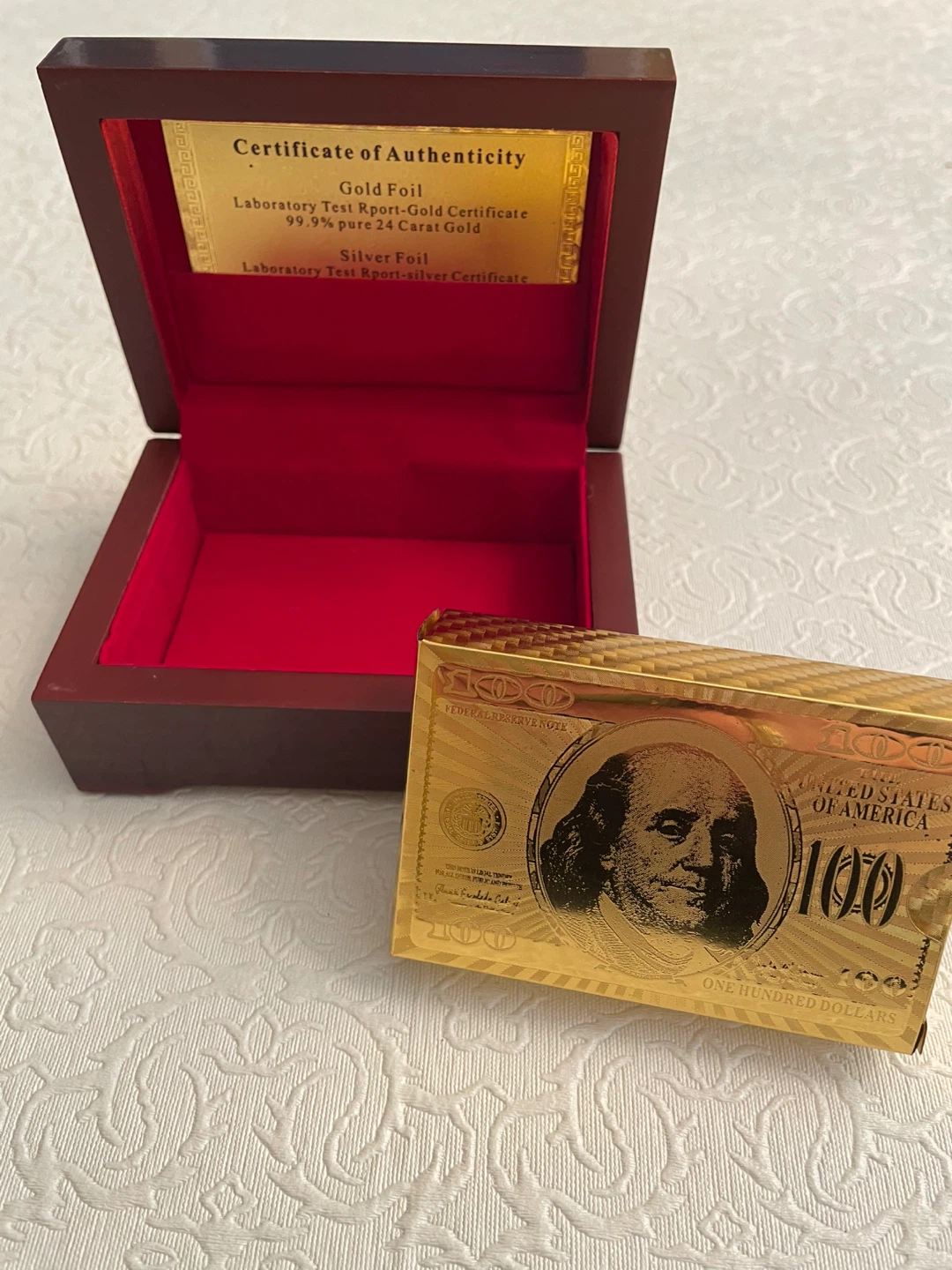 99.9% Gold Playing Cards with Wooden Box - photo 3