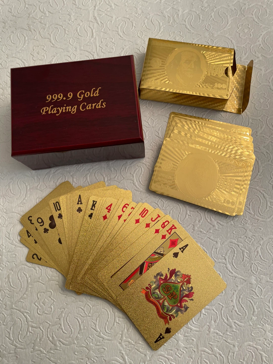 99.9% Gold Playing Cards with Wooden Box