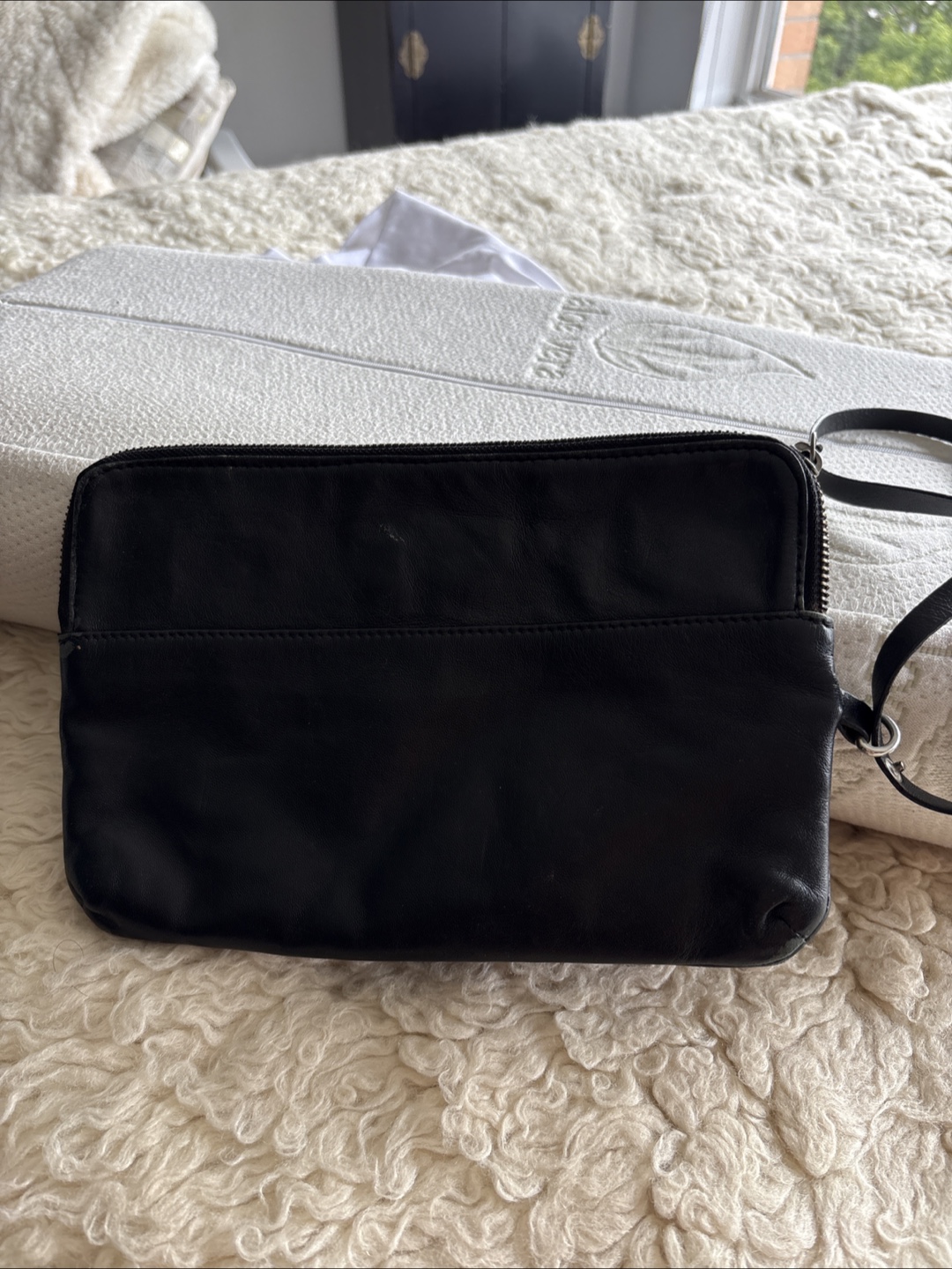 Cassis Black Leather Clutch