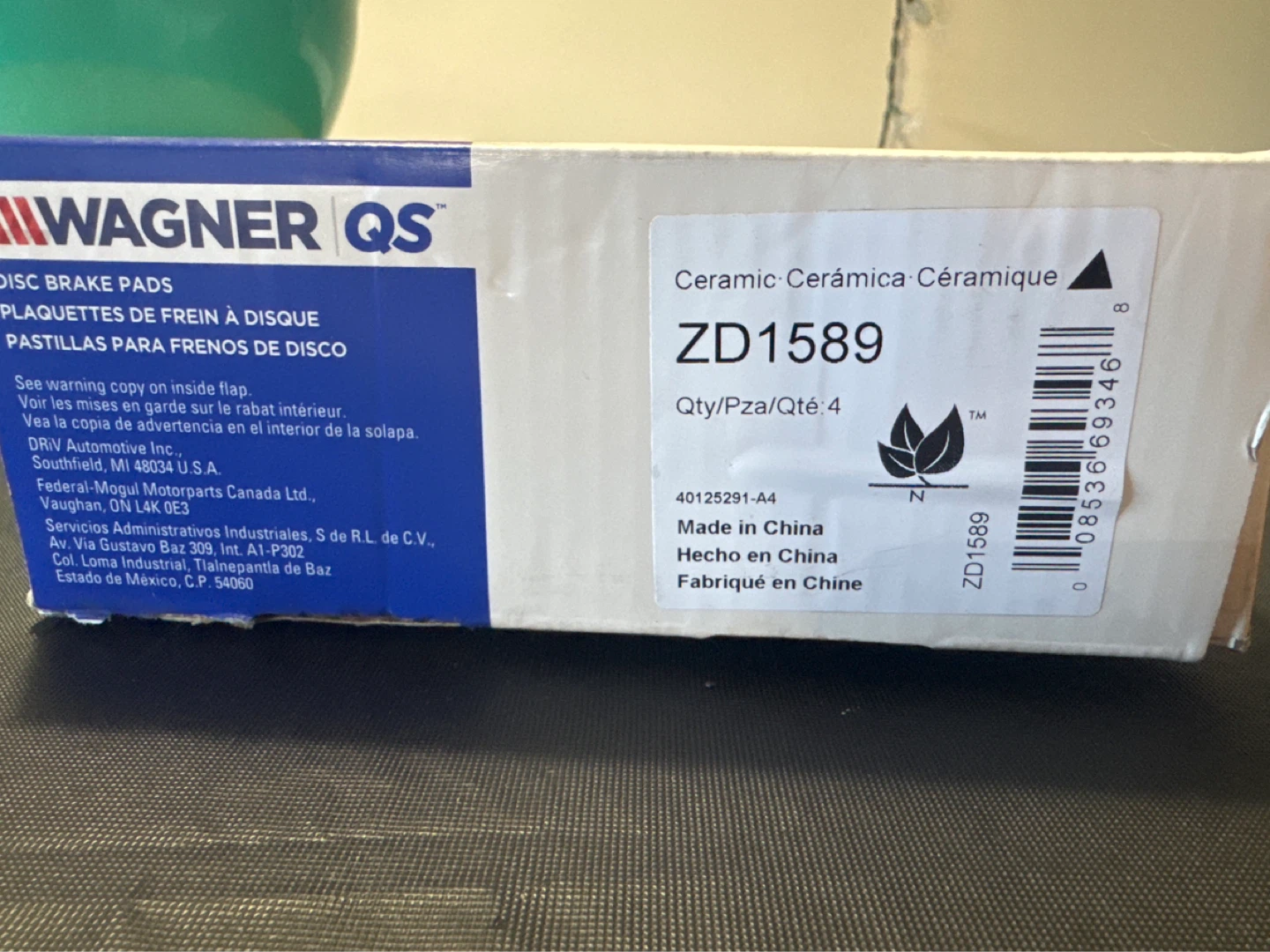 Wagner QS ZD1589 Ceramic Disc Brake Pads - photo 2