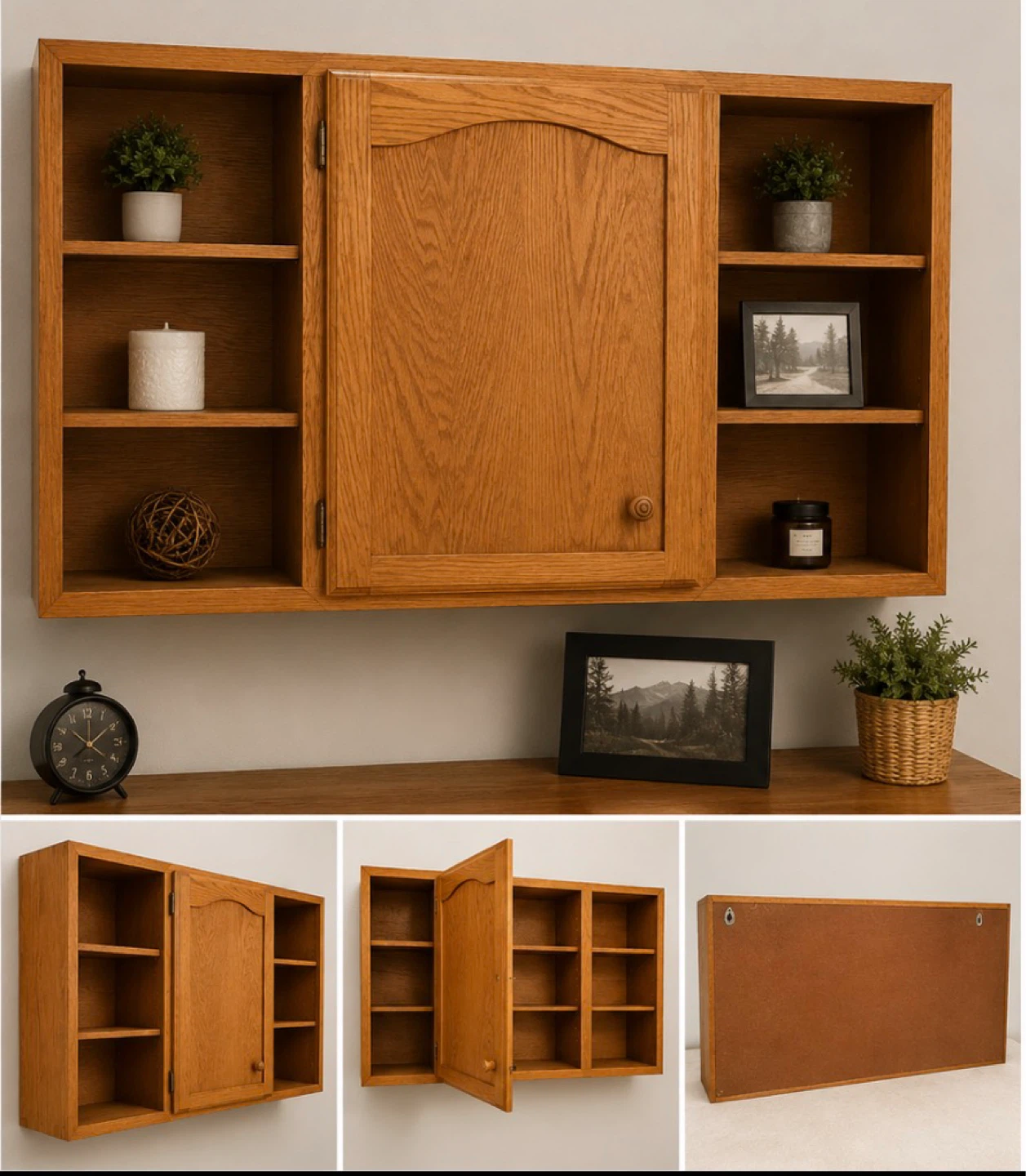 Oak Wall Cabinet with Door