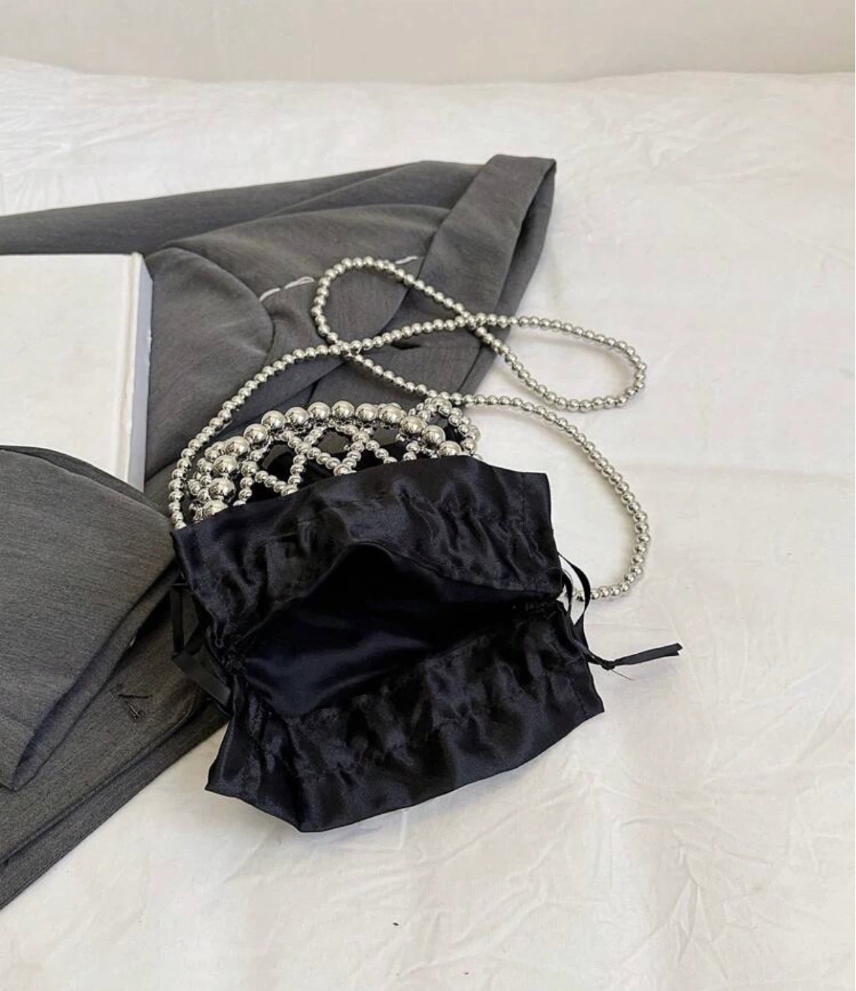 Black & Silver Beaded Bucket Bag - photo 5