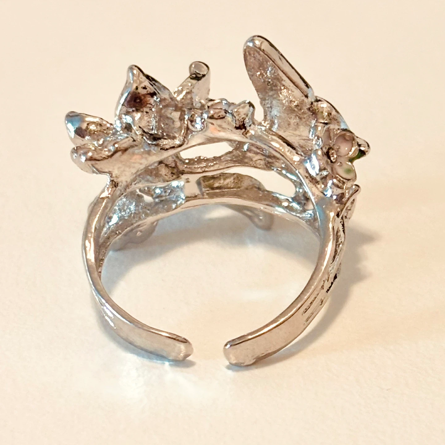 Butterfly and Flower Ring available in silver/rose gold tone - photo 4