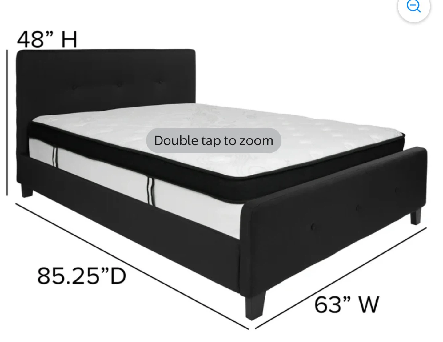 Black Upholstered Platform Bed Frame with Mattress - photo 3