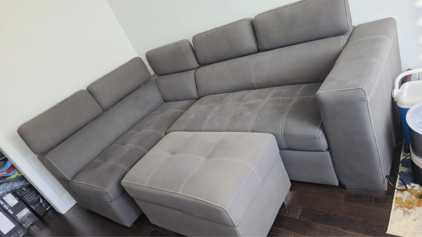 Drake 3-Piece Faux Suede Sleeper Sectional with Storage Ottoman - photo 5