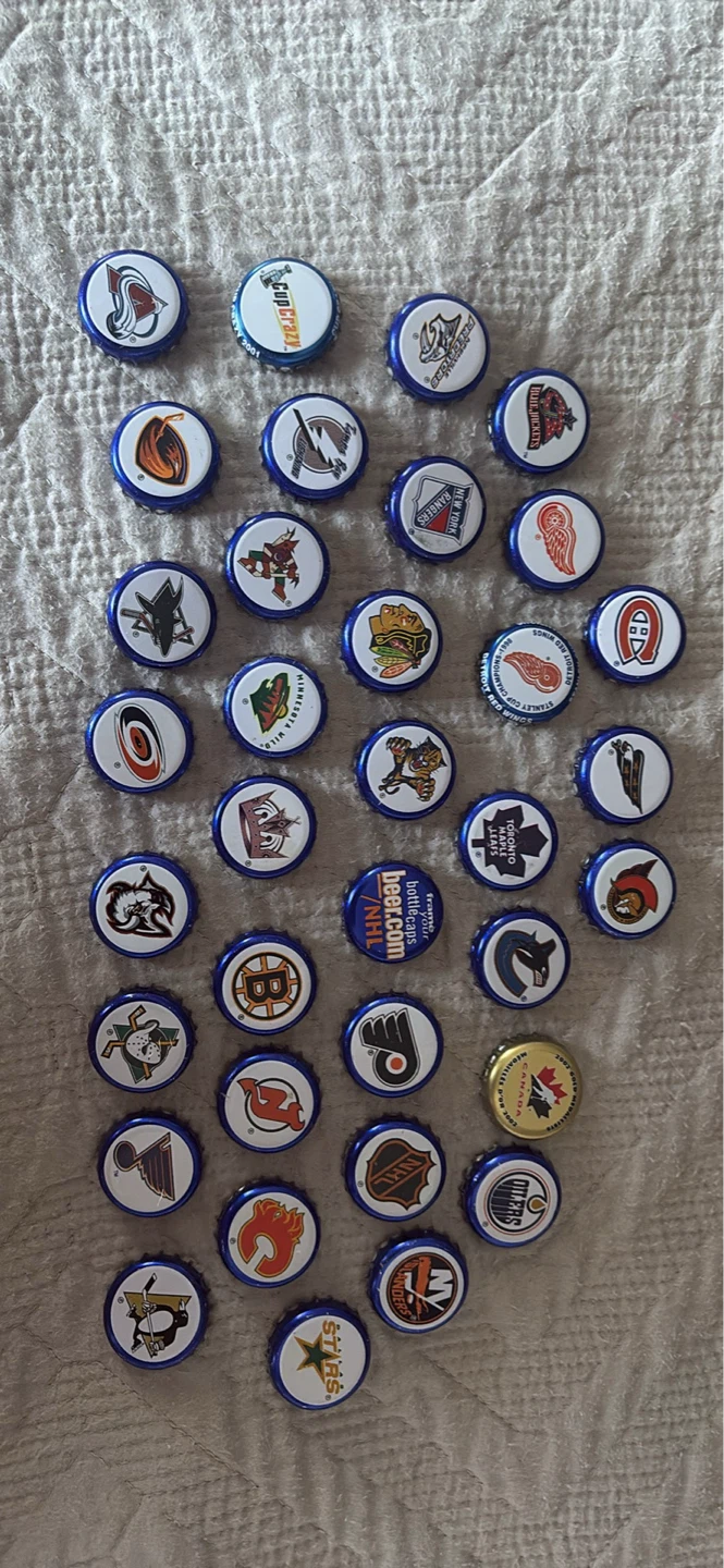 NHL Hockey Team Bottle Caps Collection