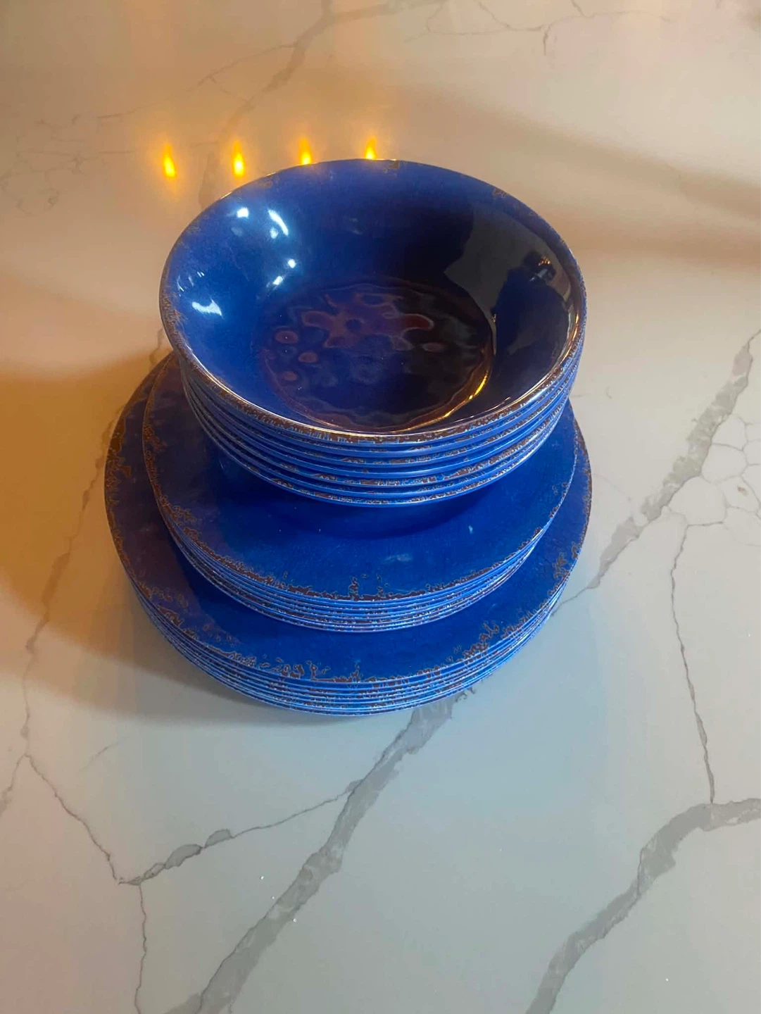 Blue Dinner Plates and Bowls Set - photo 2