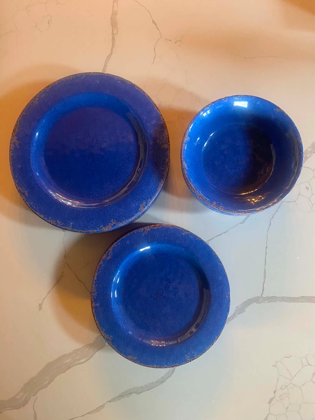 Blue Dinner Plates and Bowls Set - photo 3