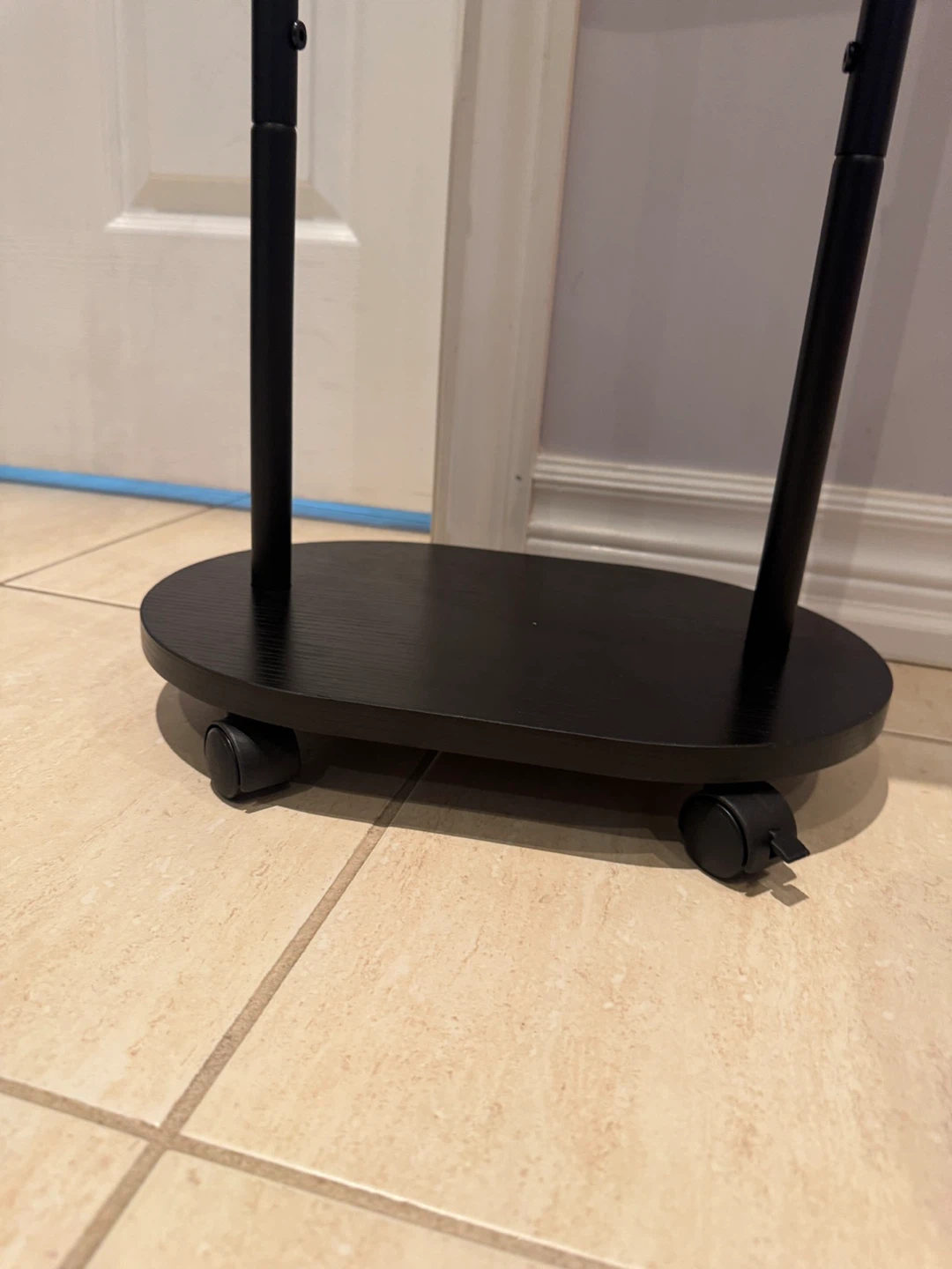 Black Oval Accent Table with Wheels - photo 5