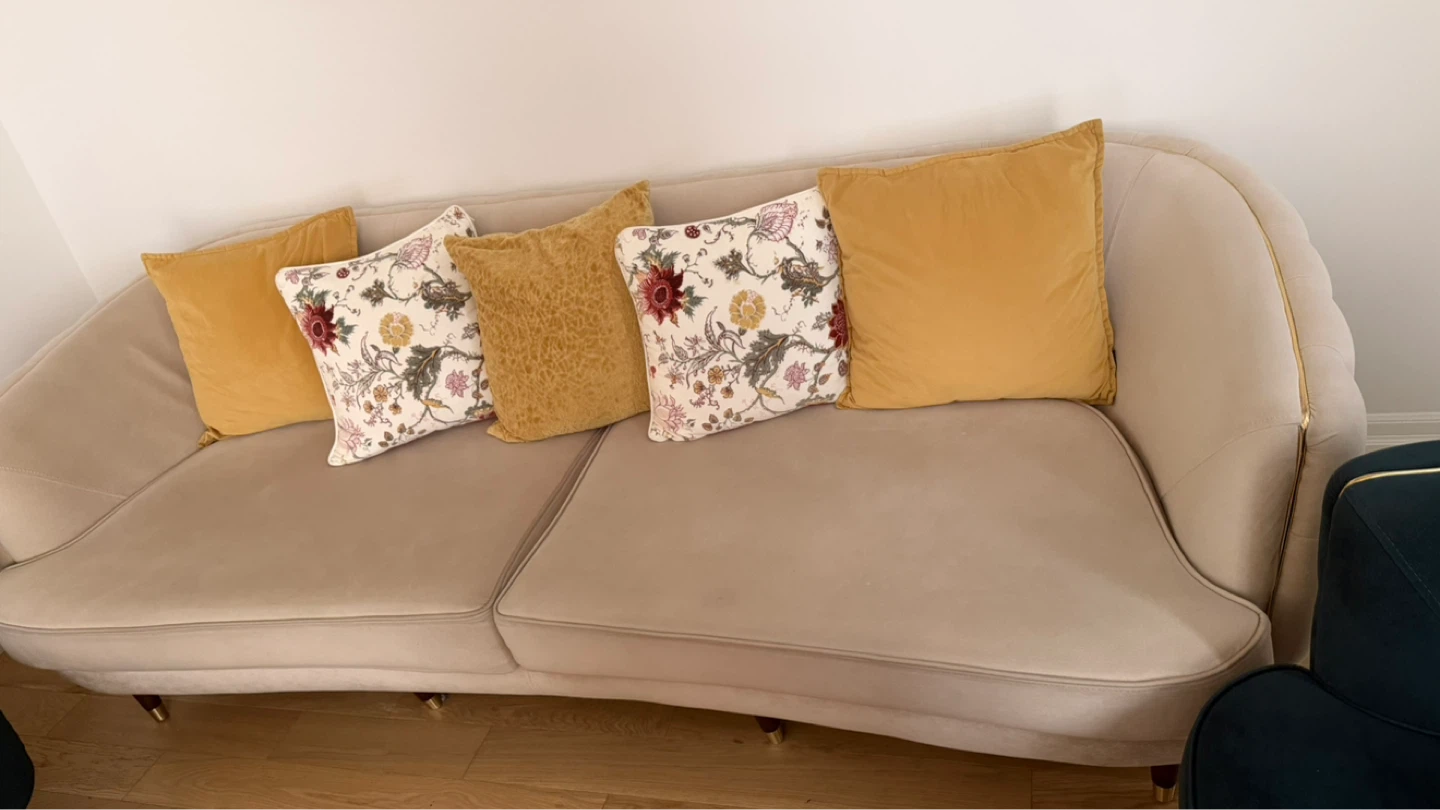 Velvet Sofa with Gold Trim - photo 3