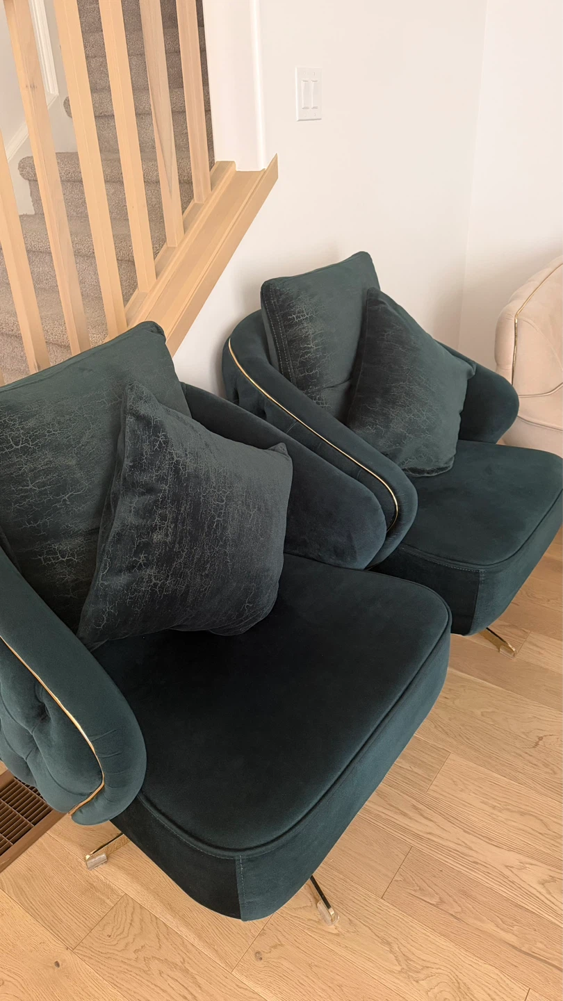 Velvet Sofa with Gold Trim - photo 4