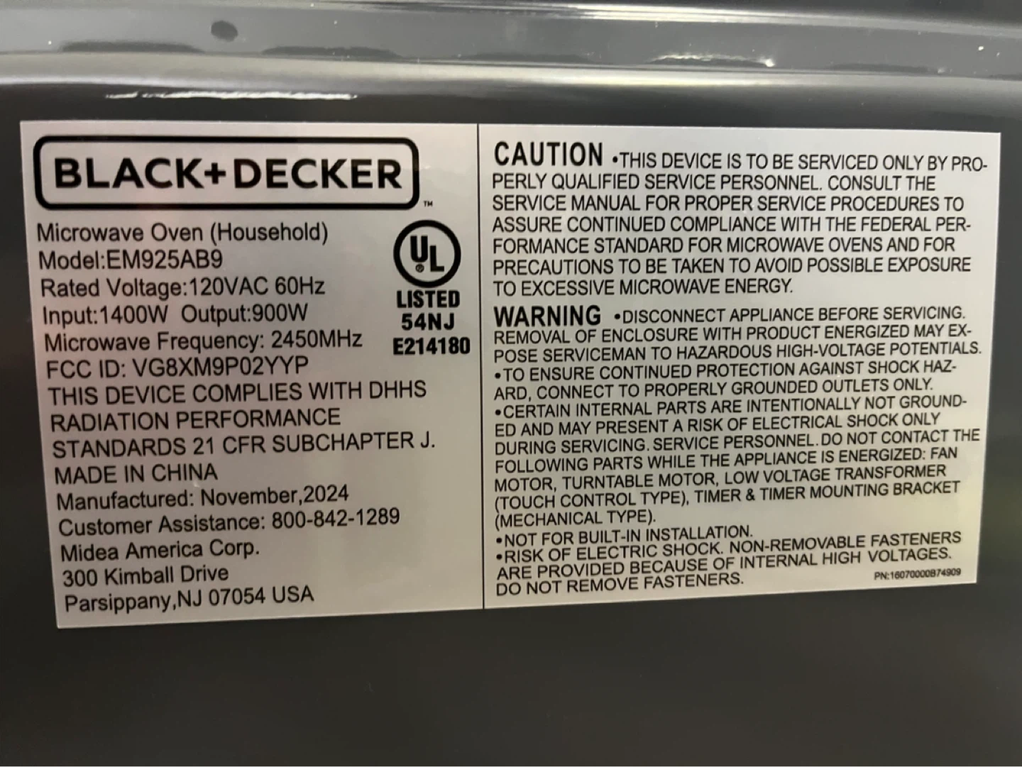 BLACK+DECKER Microwave Oven EM925AB9 - photo 3