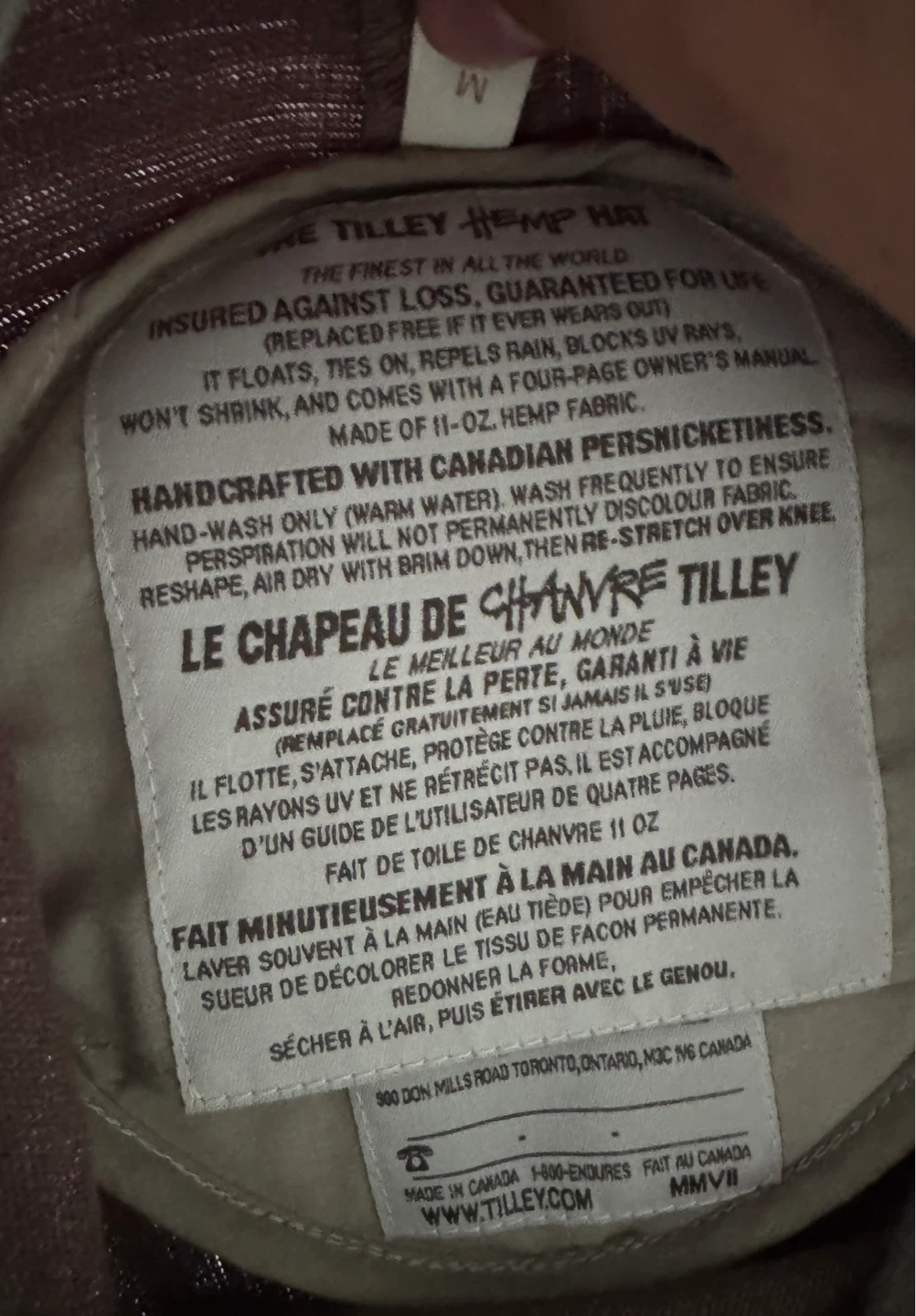Tilley Hemp Hat – Made in Canada – Size M - photo 3