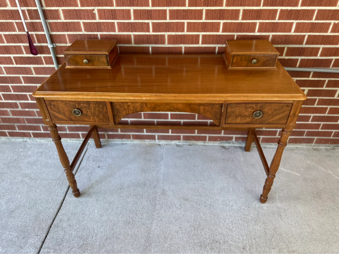 Antique Wood Vanity Desk with Drawers