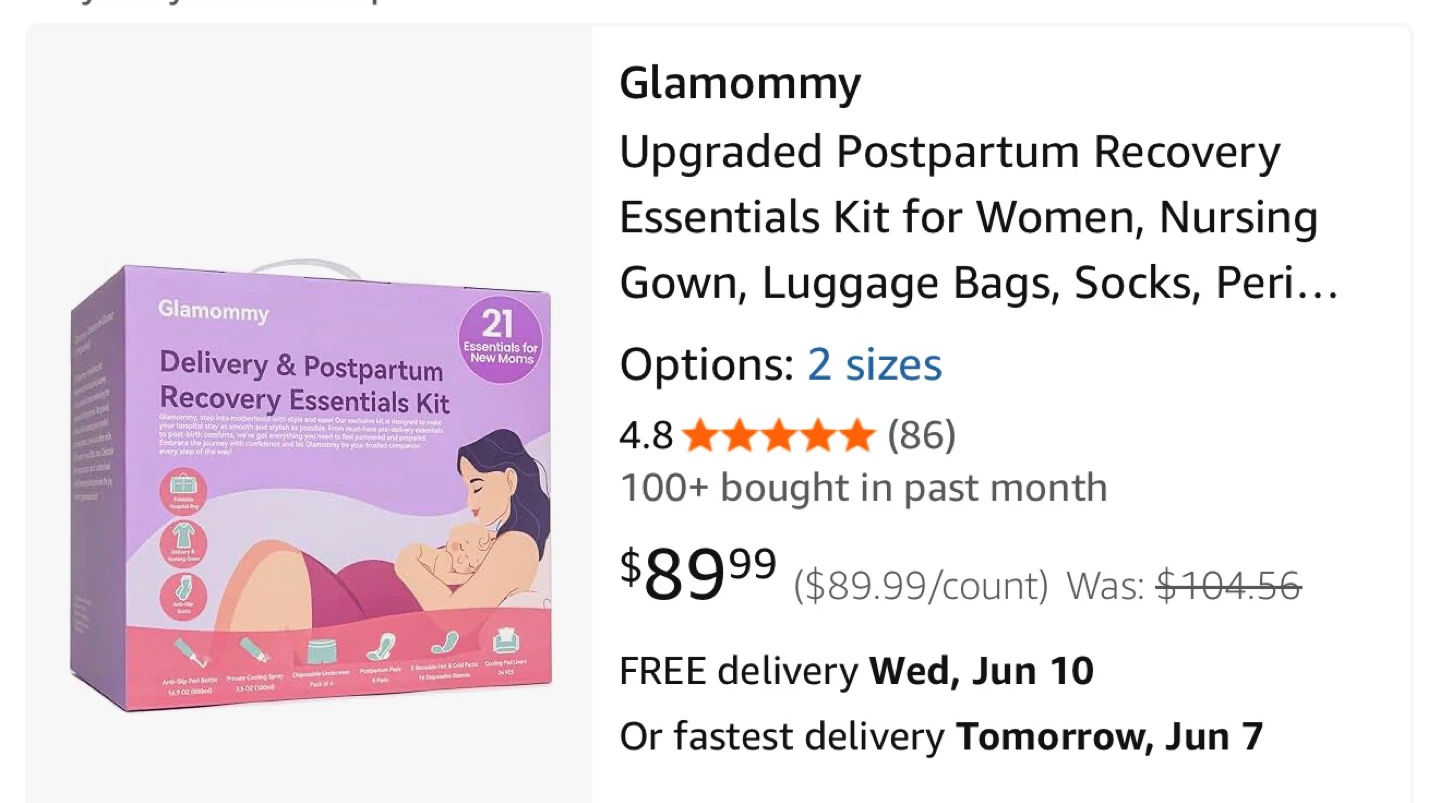 Glamommy Delivery & Postpartum Recovery Essentials Kit - photo 3