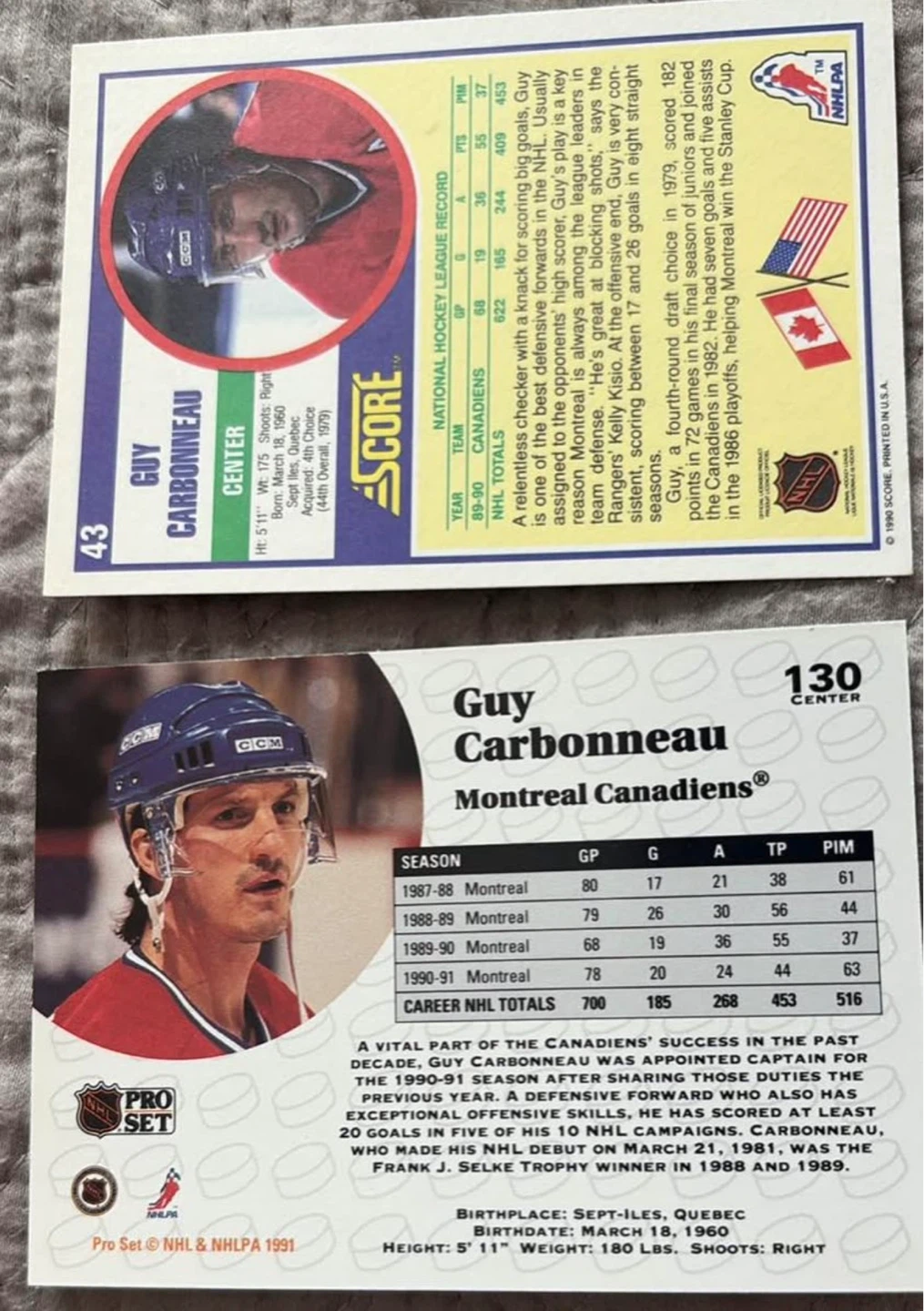 Guy Carbonneau Hockey Cards (Pro Set & Score) - photo 2