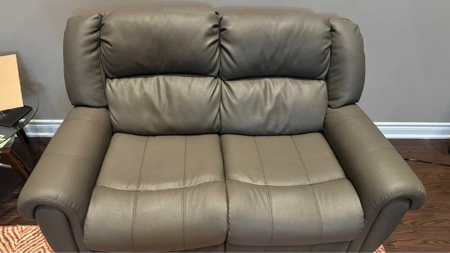 Grey Leather Reclining Sofa