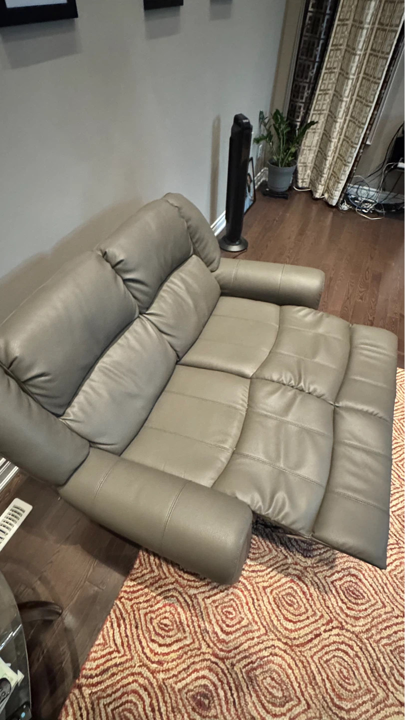 Grey Leather Reclining Sofa - photo 2