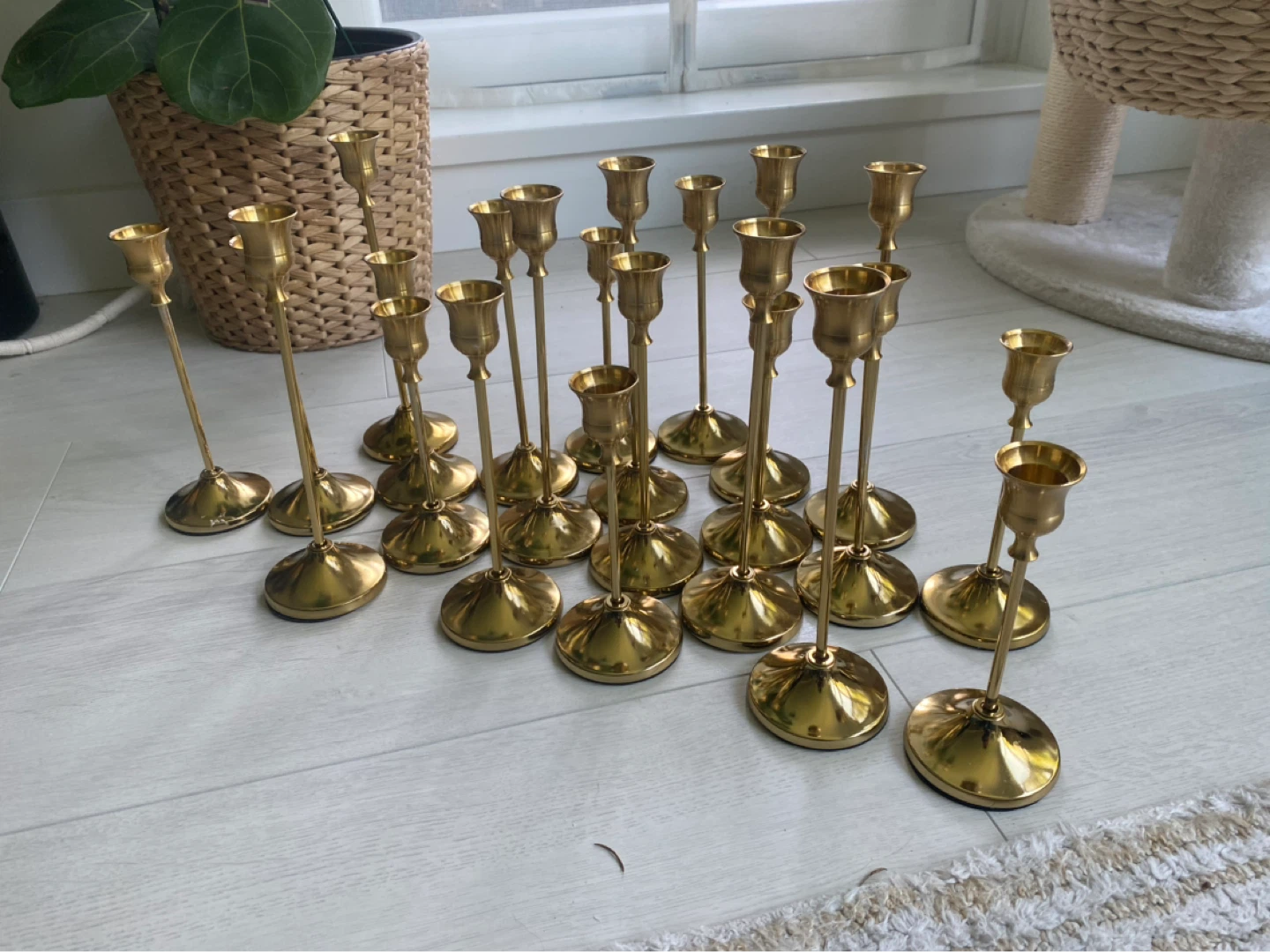 Set of 19 Brass Candlesticks