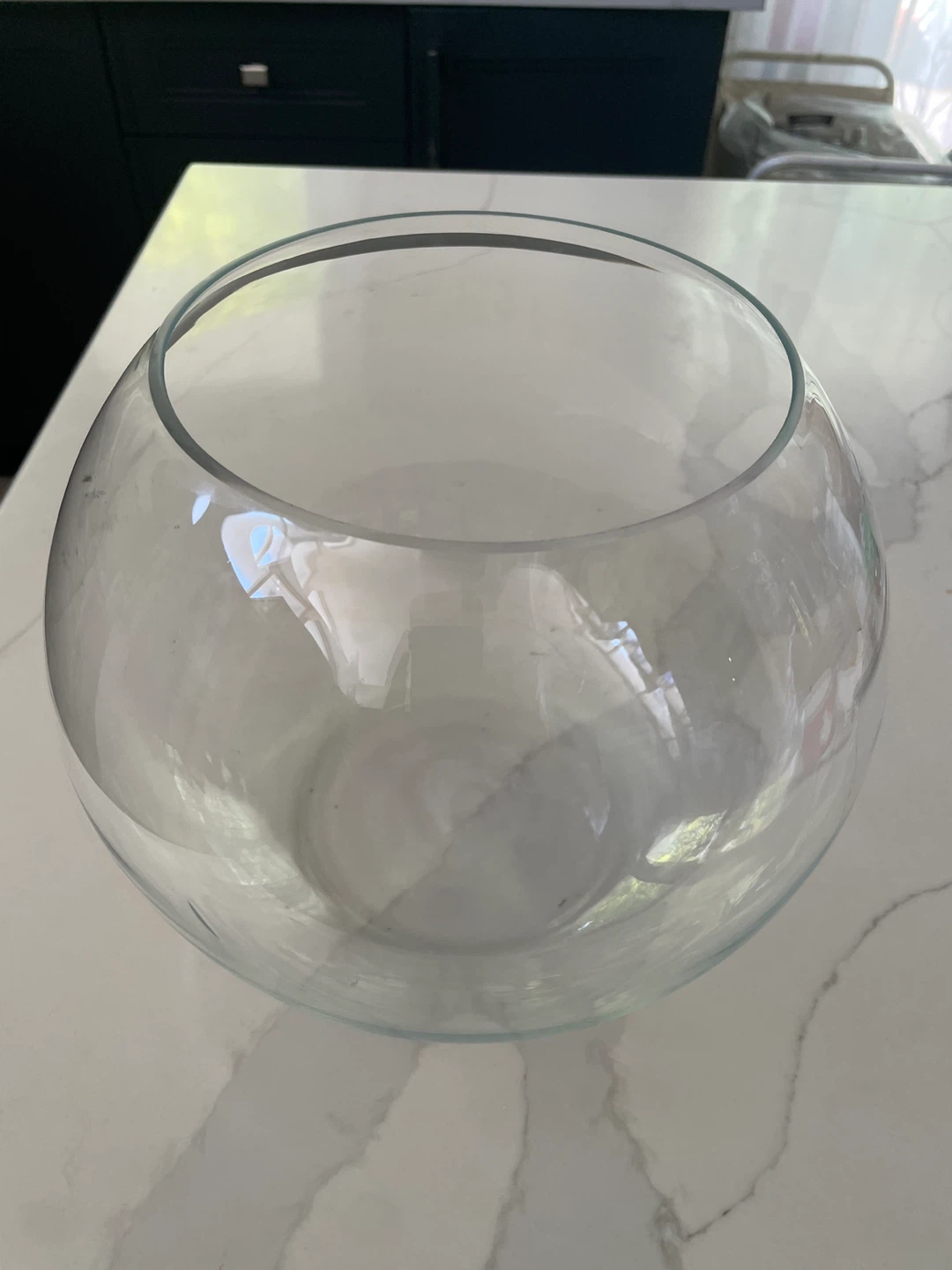 Large spherical glass bowl