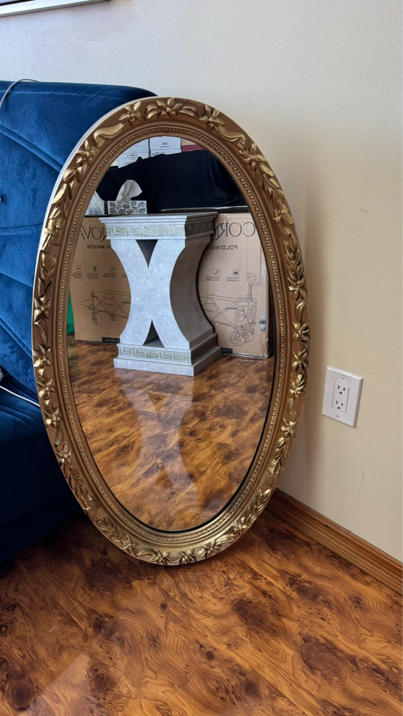 Vintage Ornate Gold Oval Mirror