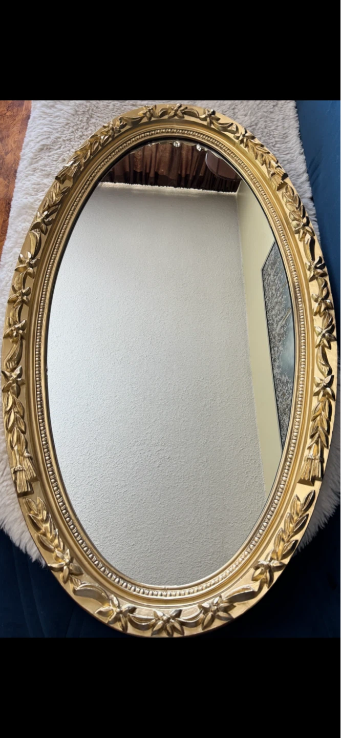 Vintage Ornate Gold Oval Mirror - photo 3