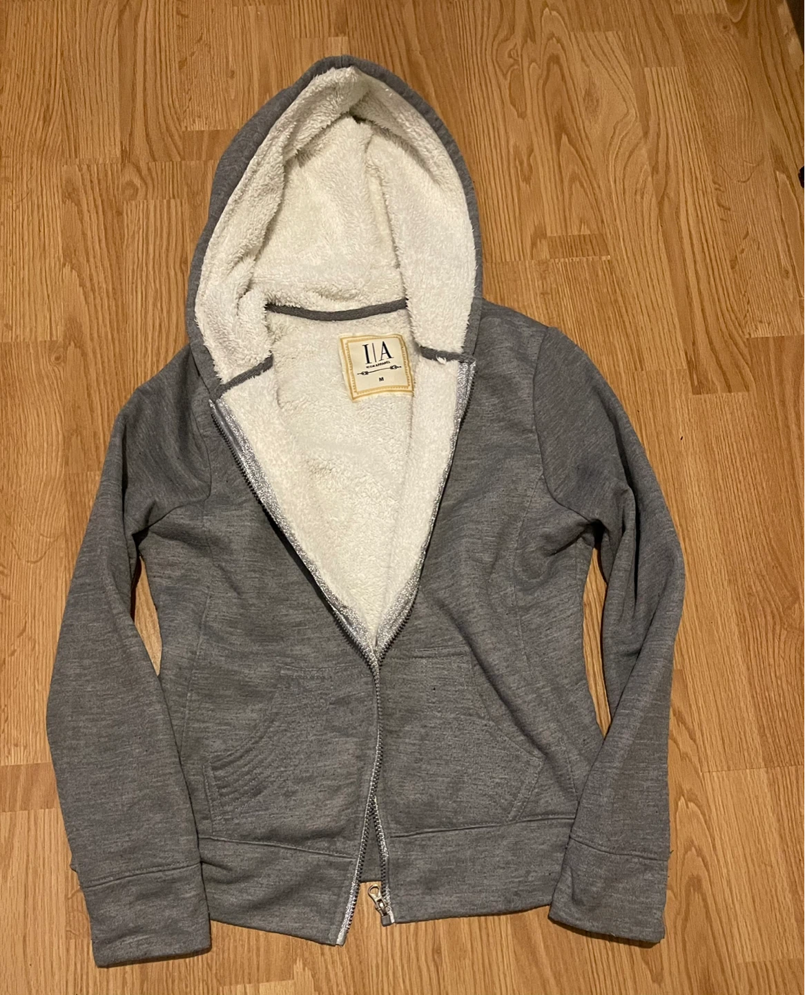 TIA Gray Sherpa Lined Hoodie