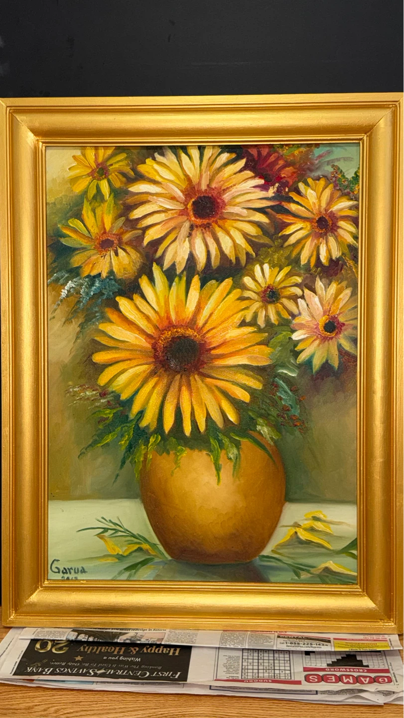 Oil Painting Still Life Flowers in Vase by Garúa
