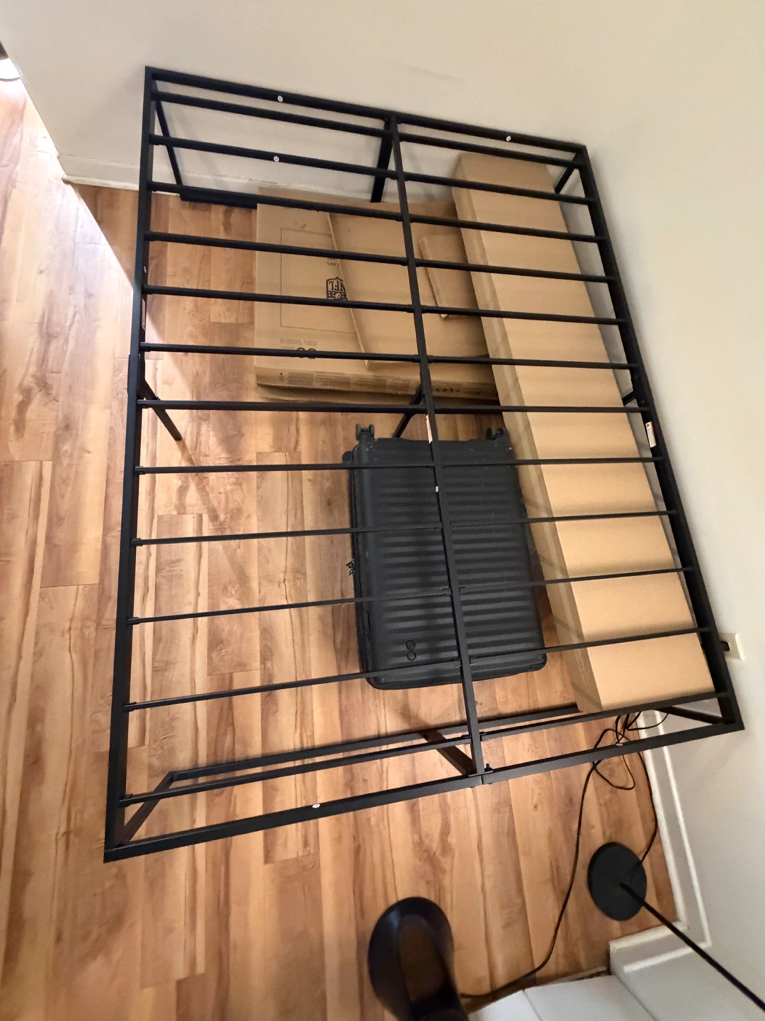 Queen Black Metal Bed Frame with Mattress