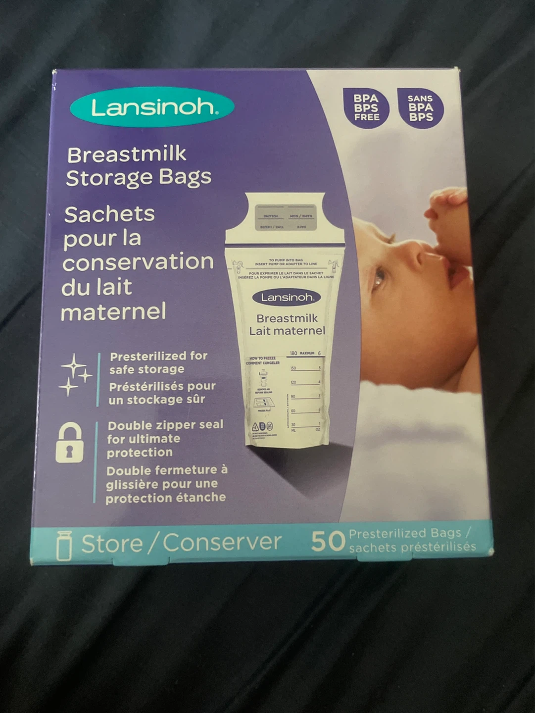 New box Lansinoh Breastmilk Storage Bags - 50 Count