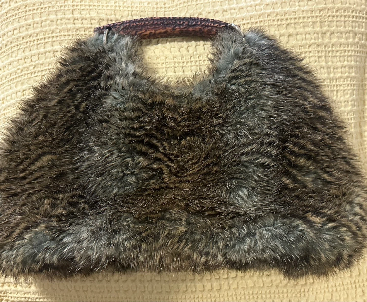 Faux Fur Shoulder Bag with Handle (Ad Up = Available)
