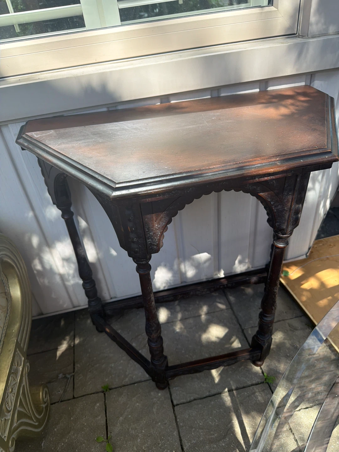 Antique Dark Wood Console Table