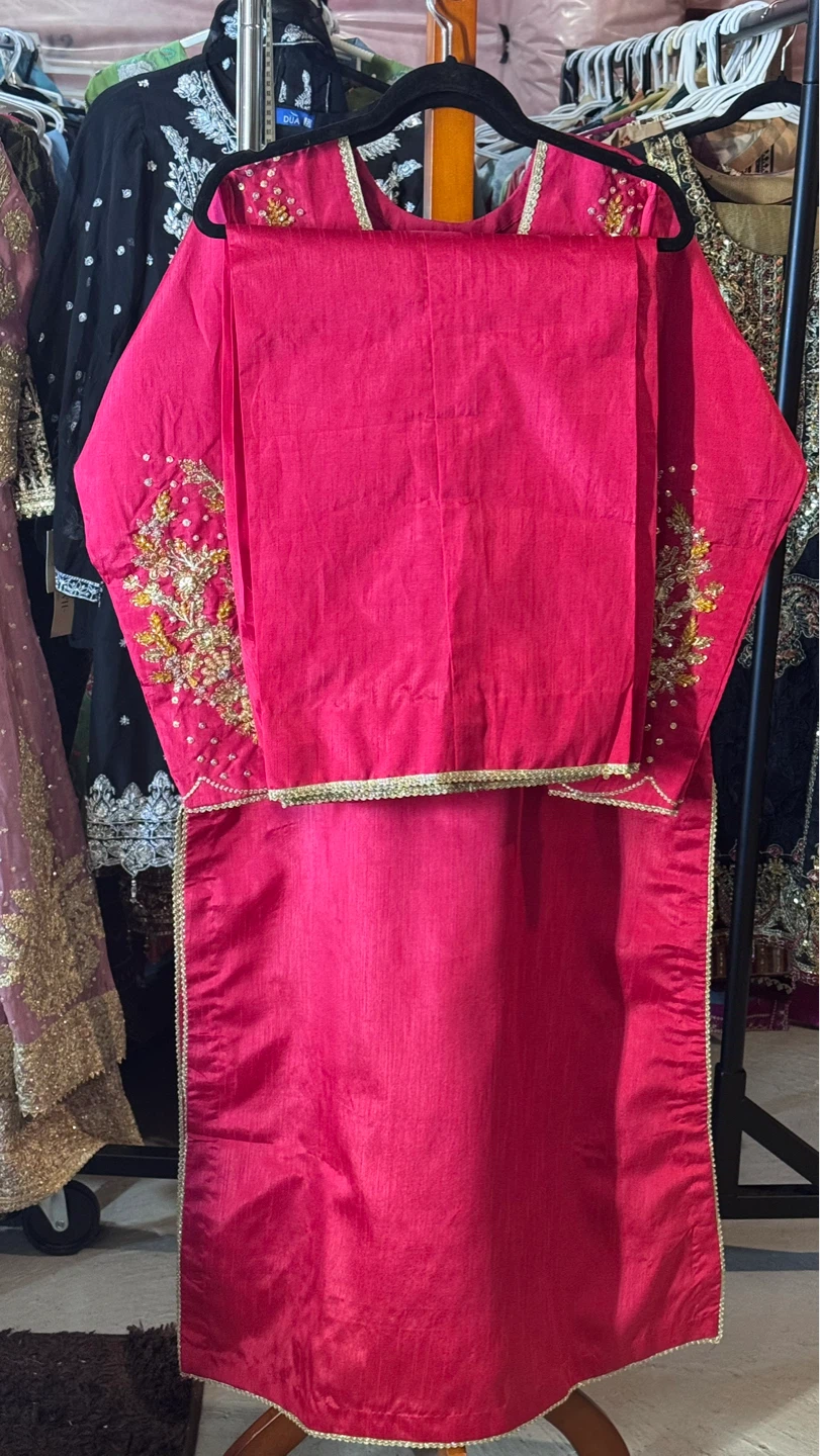 Women's Pink Embroidered 3-Piece Suit with Dupatta - photo 3
