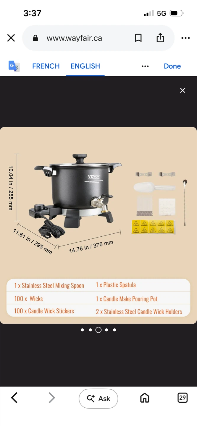 New Vevor 14.76" Electric Candle Making Pot with Accessories - photo 3