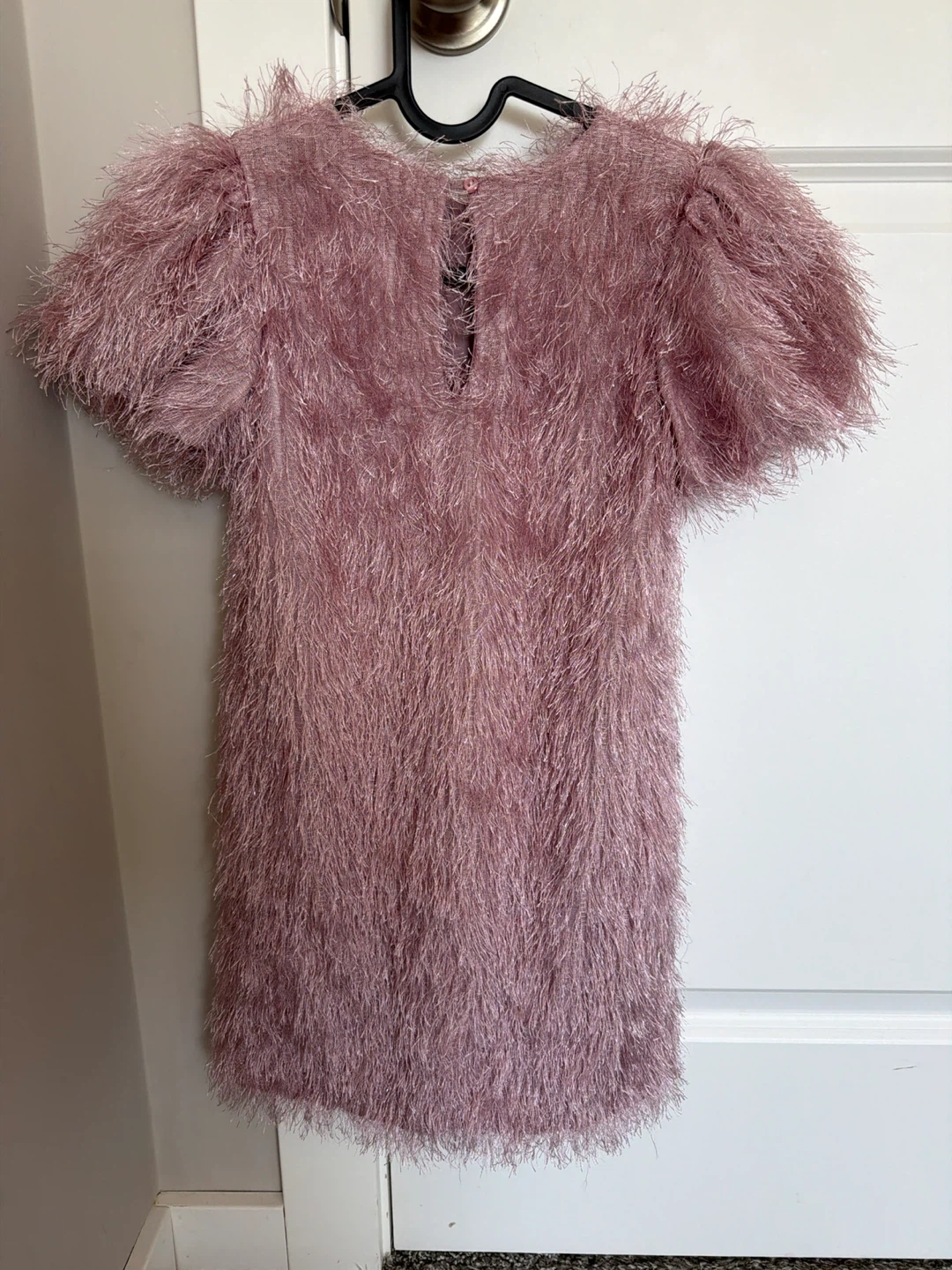 Pink Faux Fur Dress with Puffy Sleeves - photo 2