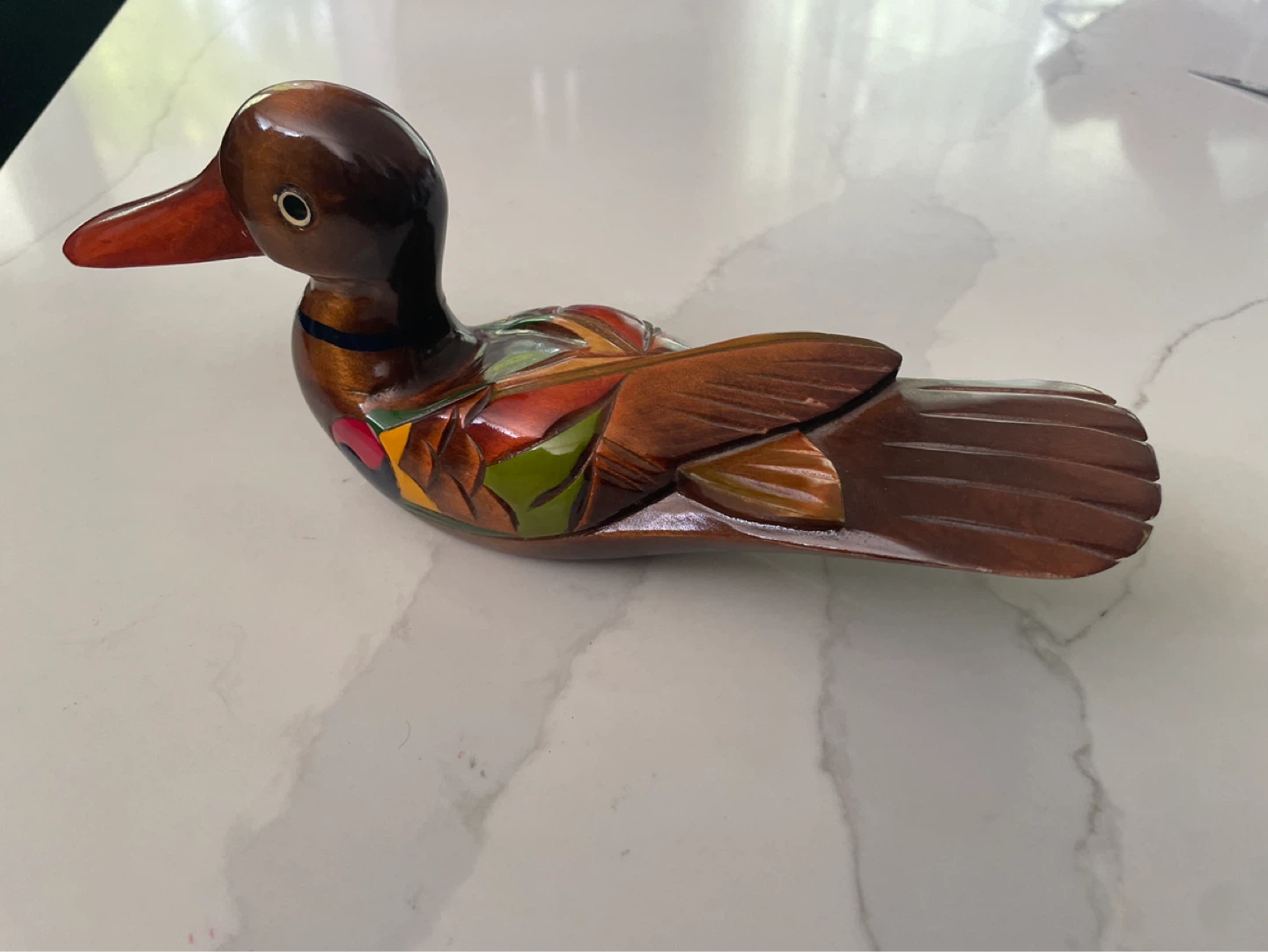 Wood carving of Mallard Duck