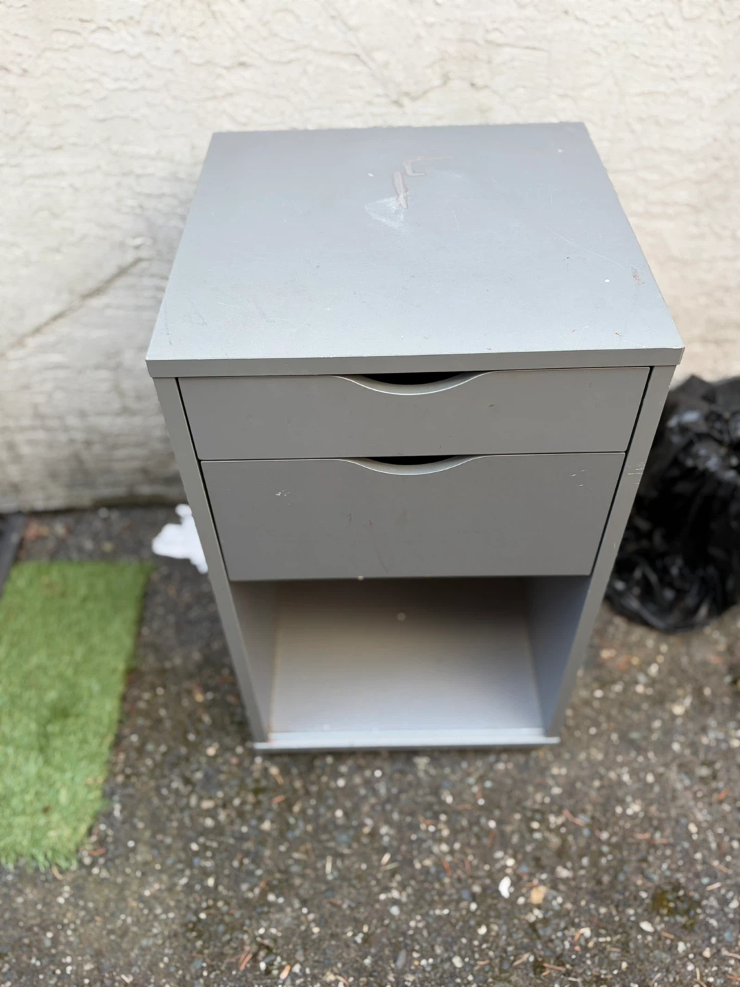 Grey Storage Unit with 2 Drawers and Shelf