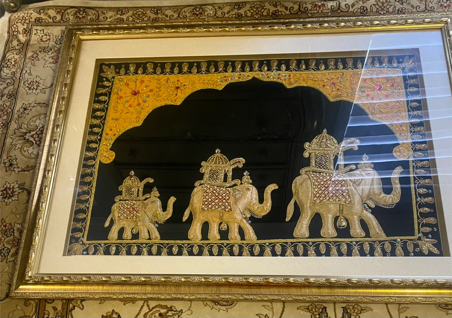 Framed Elephant Tapestry Wall Art - photo 2