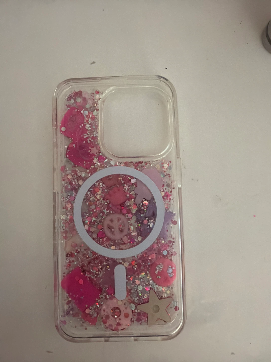 Pink Glitter Phone Case with Charms - photo 2