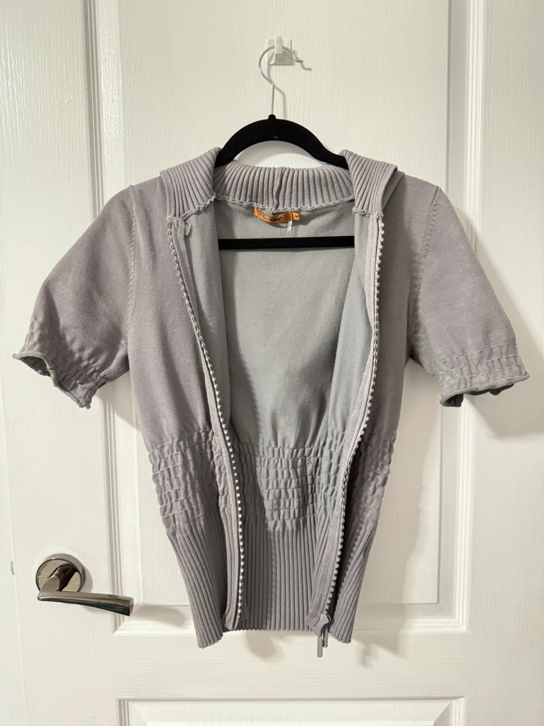 Light Grey Short Sleeve Zip-Up Hoodie