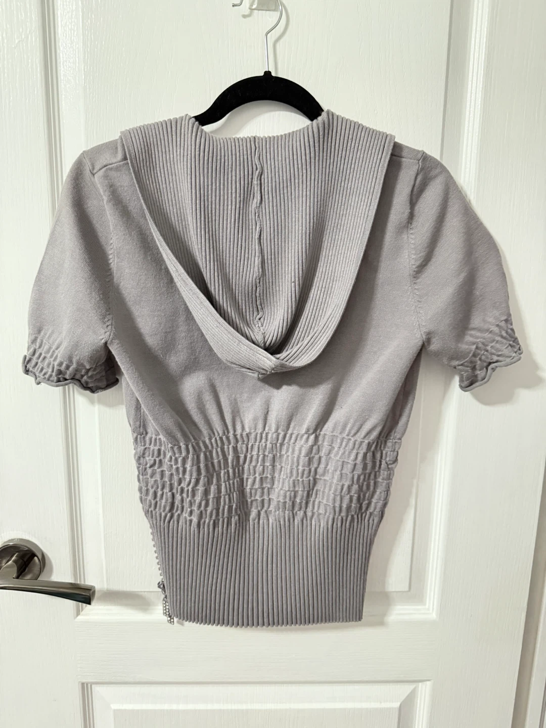 Light Grey Short Sleeve Zip-Up Hoodie - photo 2