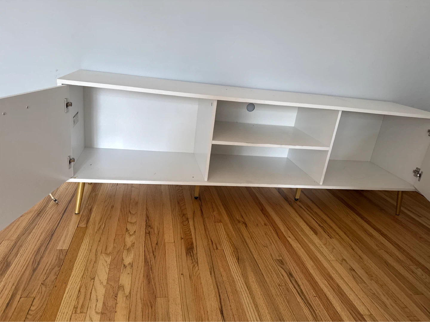White TV Stand with Gold Legs - photo 2