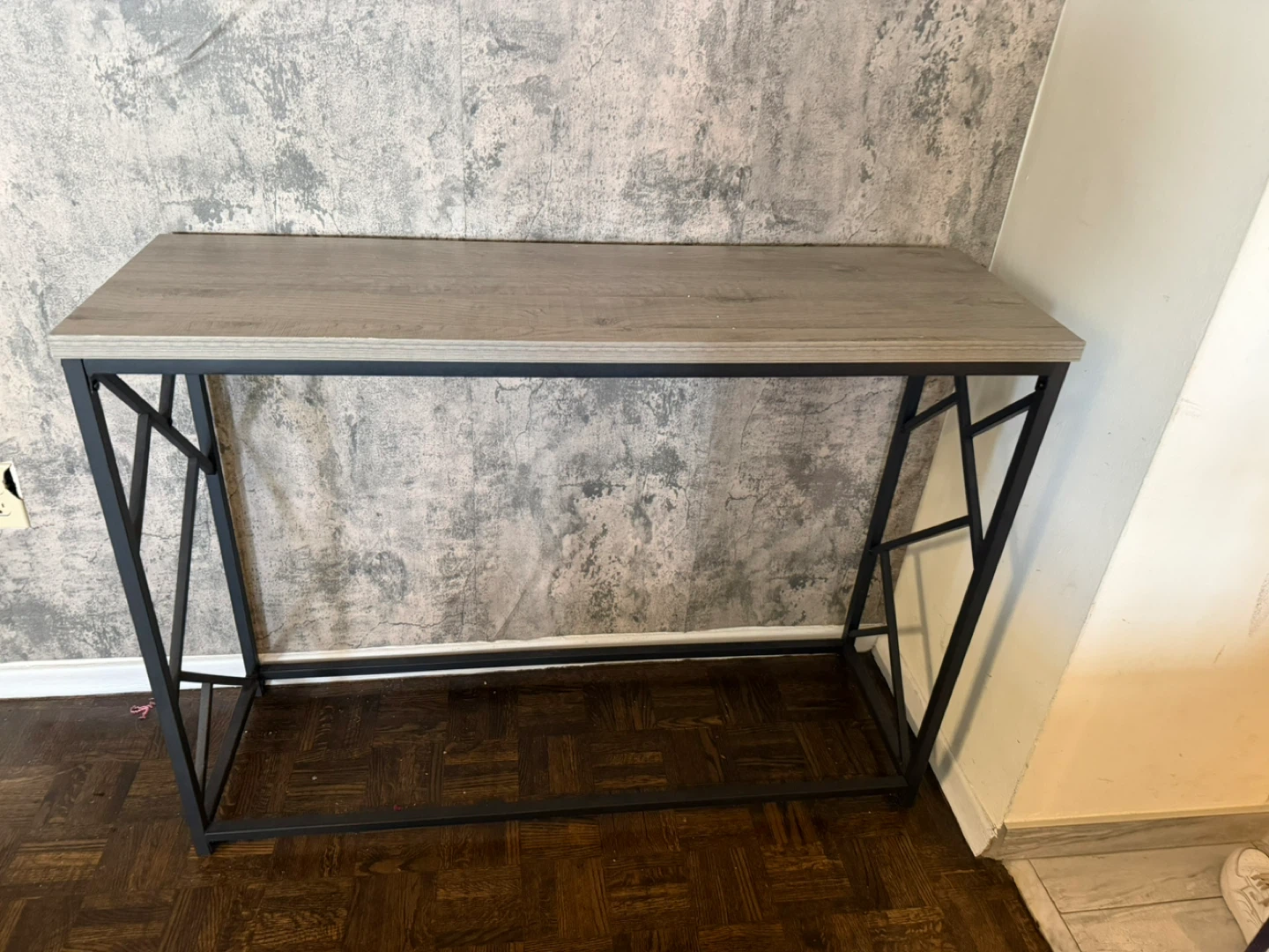 Console Table - Faux Wood Top, Black Metal Frame - photo 2