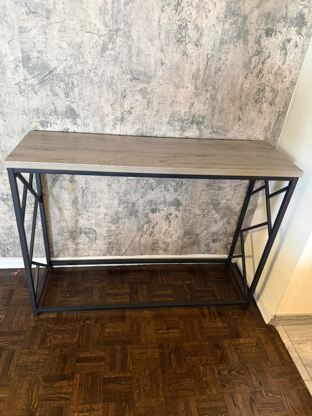 Console Table - Faux Wood Top, Black Metal Frame - photo 3