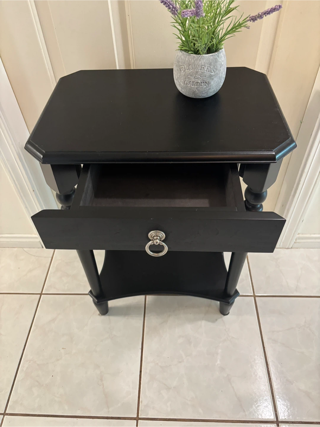 Solid Wood Black Accent Table - photo 2