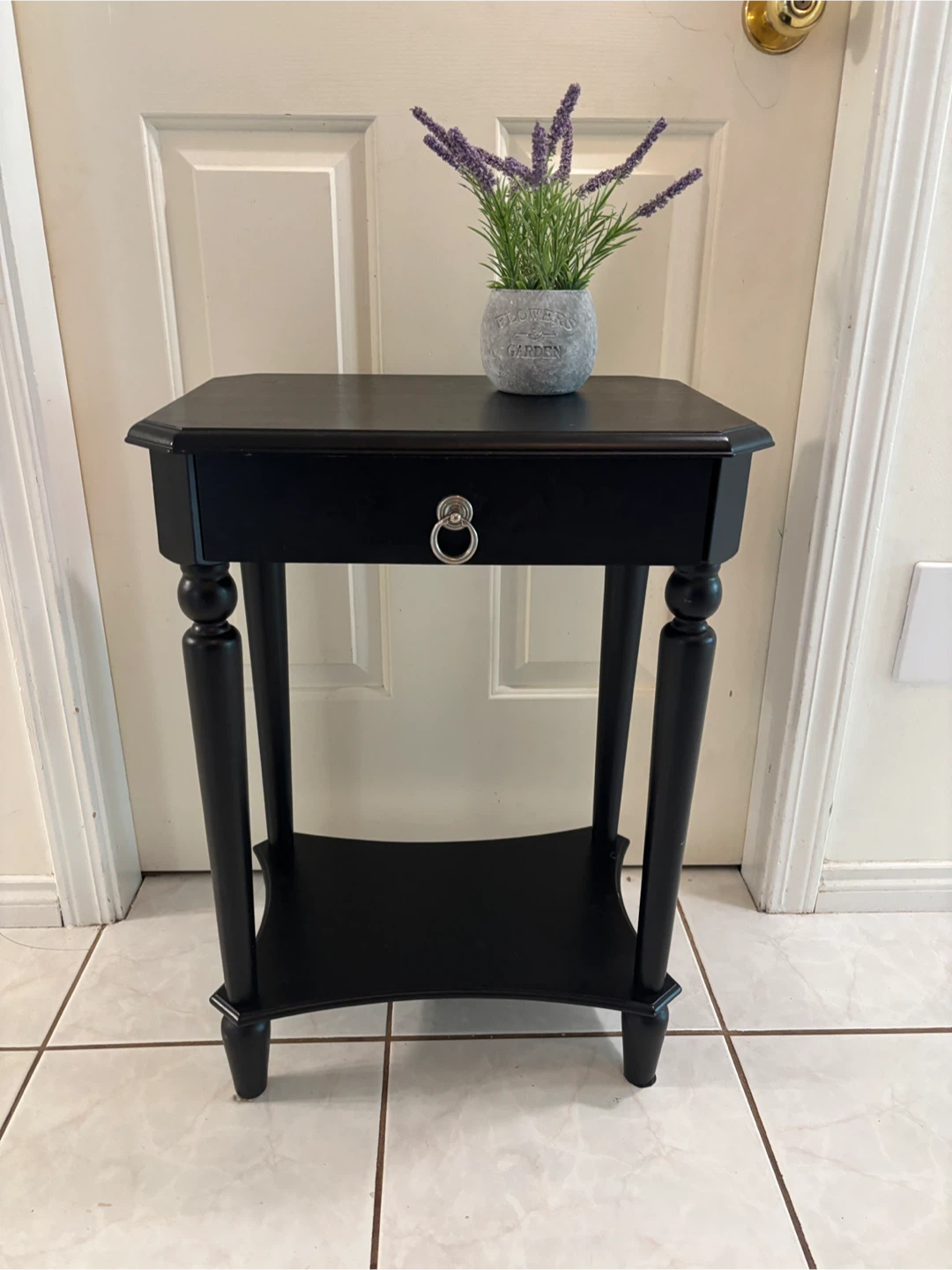 Solid Wood Black Accent Table