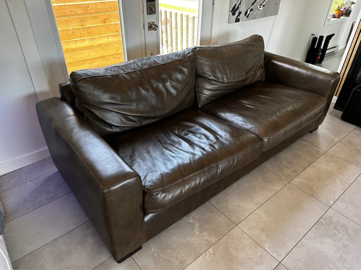 Brown Leather Sofa - photo 2